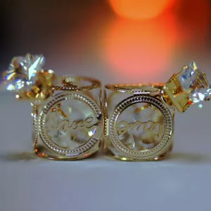 GOLD & SILVER PLATED LOVE DESIGN STUD EARRINGS GOLD & SILVER PLATED LOVE DESIGN STUD EARRINGS