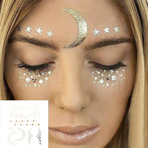 GOLD & SILVER FACE TEMPORARY TATTOOS 3