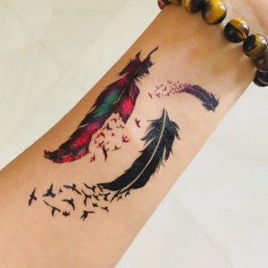 COLORFUL FEATHER TATTOOS