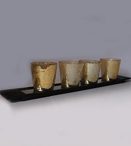 GOLDEN TAMPERED GLASS CANDLE HOLDERS