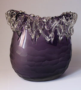 VASE WITH TWO SHADES OF PURPLE TAMPERED GLASS