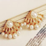 GOLD PLATED DELICATE WILD PEARLS STUD EARRINGS 6