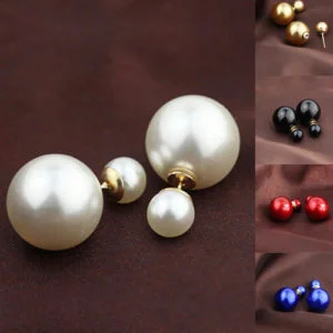 VINTAGE PEARL STUDS BALL EARRINGS