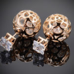 GOLD PLATE HOLLOW BALL CRYSTAL EARRINGS 5
