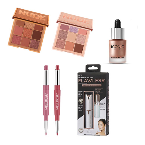 huda-mini-nudes-flawless-hair-remover-iconic-illuminator-miss-rose-2-in-1-lipstick-and-liner 4