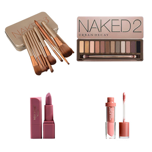naked-eyeshadow-palette-naked3-12-piece-brushes-miss-rose-lipstick-miss-rose-lipgloss 4