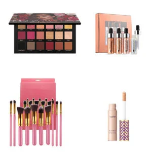 huda-remastered-eyeshadow-palette-cover-fx-highlighter-tarte-concealer-anastasia-pink-brushes