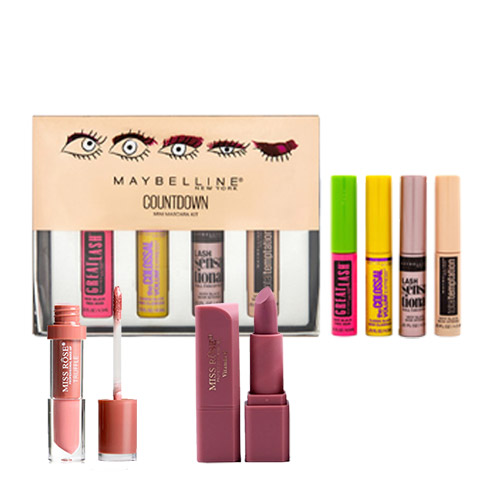 Maybelline mascara kit Miss Rose Lip gloss 3