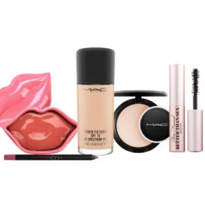 Huda lip contour Mac foundation powder mascara lip mask