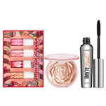 Benefit Lip tints mascara and Huda Flora Highlighter 5