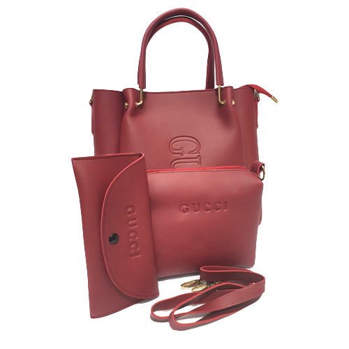 GUCCI Ladies Tote Handbag set -Maroon 3