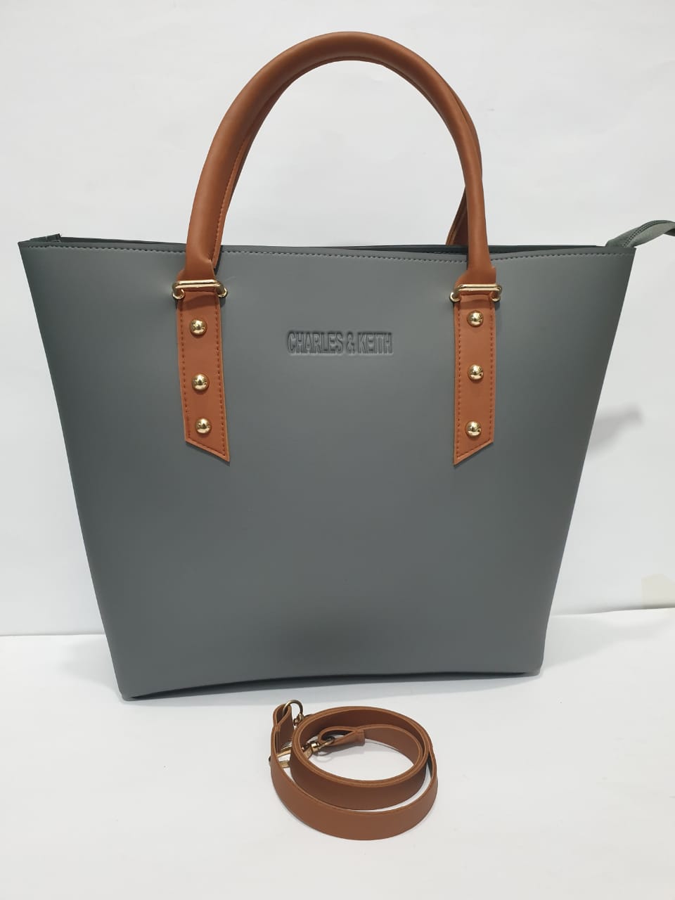 Charles and Keith Double Handle Ladies Tote Bag – GREY 3