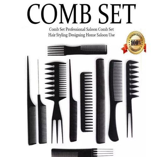 10 Pieces Professional styling comb set for Hair Styling, Cutting and Drying
