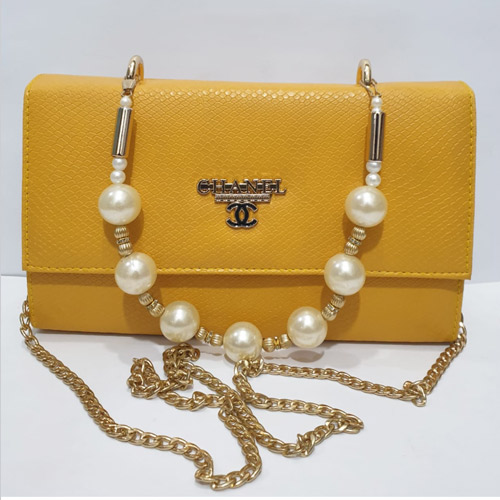 Mini Flap Hand bag with Hand and Shoulder chain – Mustard Shade  | Chanel 3
